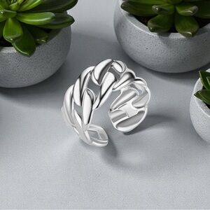 ✅NEW✅ Stainless Steel Large Cuban Link Adjustable Ring (Silver)